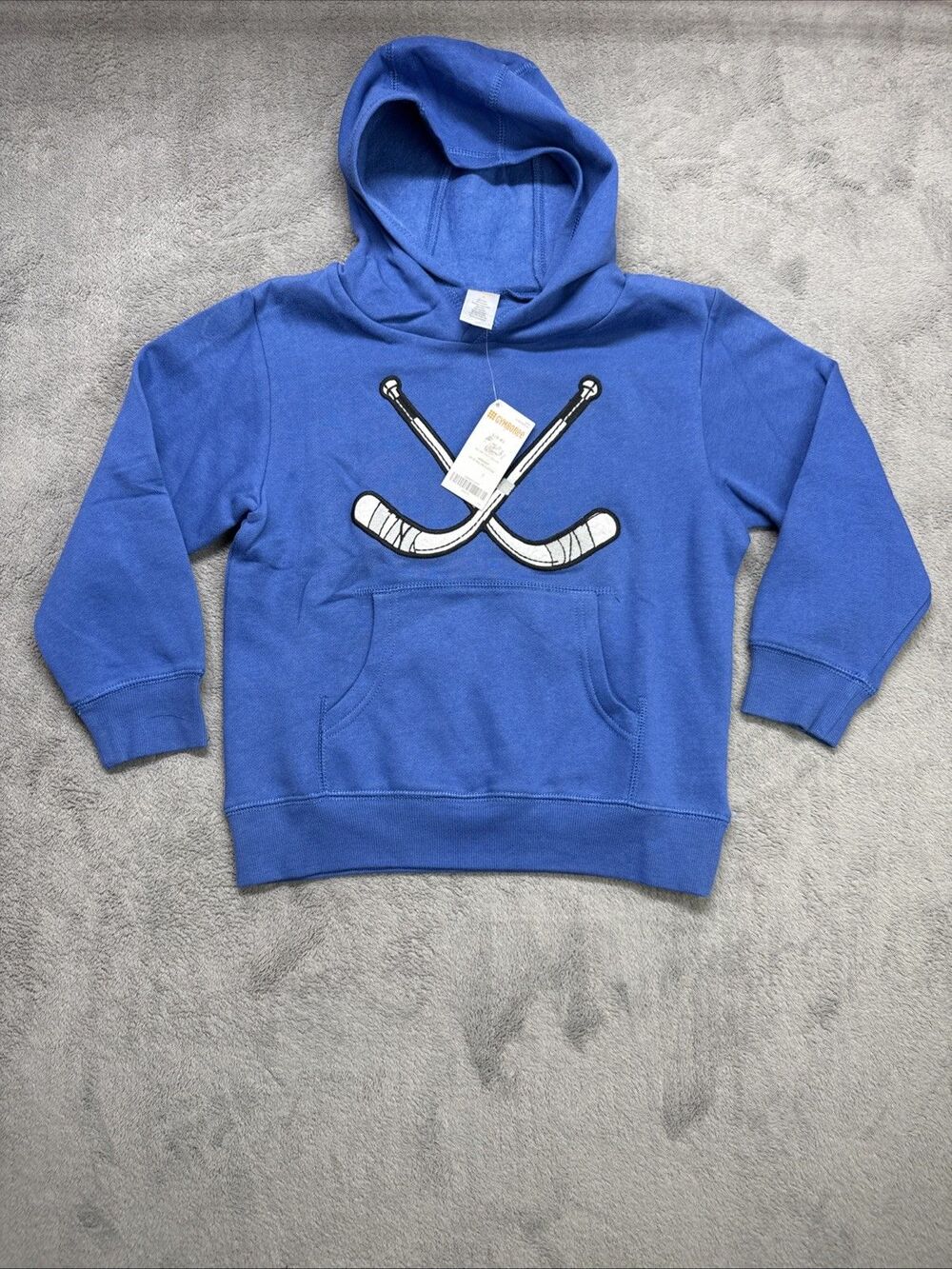 NWT Boy's GYMBOREE Blue Sweatshirt Hoodie S(5-6) Pullover Hockey Graphic